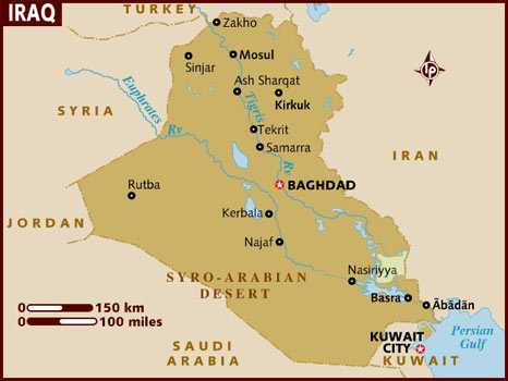 Peta Irak dengan kota-kota utama nya (dok. Lonely Planet)