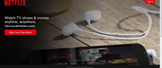Website Netflix Indonesia yang memberikan layanan TV streaming berlangganan (dok. KM)