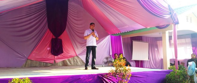 Ketua Umum Partai Perindo Hary Tanoesoedibjo saat memberikan motivasi di Yayasan Al Amin, Pamijahan (dok. KM)