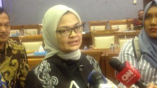 Kepala BPOM Penny Lukito memberikan keterangan pers di ruangan Komisi 9 DPR RI usai rapat (dok. Indra/KM)