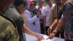Camat Tajurhalang, Nurhayati, meninjau lokasi pembangunan Masjid Raya Tajurhalang, Rabu 19/7 (dok. KM)