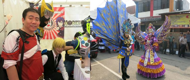 Anggota Tangerang Otaku Community membuka stand 