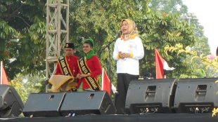 Bupati Serang, Ratu Tatu Chasanah memberikan sambutan pada pembukaan Harkop 2017 di Tangerang, Rabu 9/8 (dok. KM)