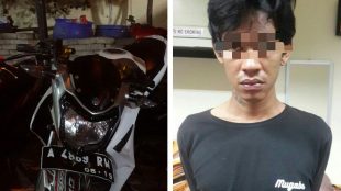 Barang bukti motor dan pelaku curanmor yang berhasil diamankan polisi, Jumat 21/9 dinihari (dok. KM)