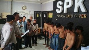 Tim Buser dan Tim Sabhara Polsektro Batuceper berhasil bubarkan aksi tawuran dan amankan 9 orang remaja (dok. KM)