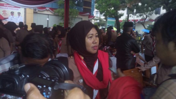 Ka. Kwarcab Pramuka Kota Depok Nina Suzana saat memberi keterangan pada awak media, Rabu 6/9 (dok. KM)