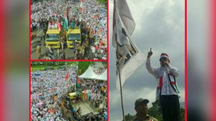 Ketua fraksi PKS Jazuli Juwaini (kanan) saat berorasi di Aksi Bela Palestina di depan Kedubes AS, Minggu 10/12 (dok. KM)