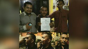 Pengurus FPII Jawa Timur bersama wartawan Koran TKP yang mengalami penganiayaan (dok. FPII)