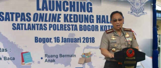 Kapolresta Bogor Kombes Pol Ulung Sampurna Jaya saat sambutan Launching Satpas SIM Online, Selasa 16/1 (dok. KM)