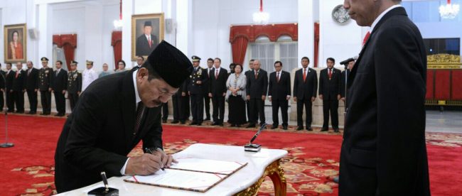 Pelantikan Djoko Setiadi sebagai Kepala Badan Siber dan Sandi Negara (BSSN) di Istana Negara, Rabu 3/1 (dok. KM)