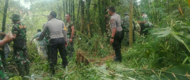 Aparat dan warga membersihkan sampah dan pepohonan di DAS Krueng Seunong, Jumat 5/1 (dok. KM)