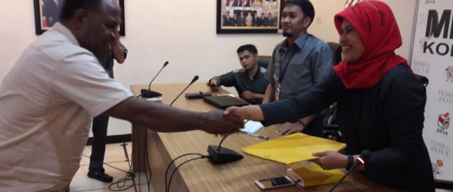 Ketua PRODEM Demianus Mariyen saat menjumpai Bawaslu di Jakarta, Selasa 27/2 (dok. KM)