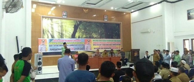 Ratusan Kepala Desa yang tergabung dalam APDESI Aceh saat berada di Aula Tribrata Mapolres Aceh Utara (dok. Ist/Raz/KM)