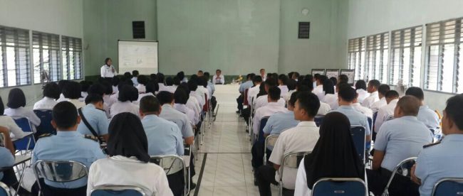 Suasana kegiatan sosialisasi tentang bahaya narkoba di Lapas Kelas II Kota Pangkalpinang, Rabu 21/2 (dok. KM)