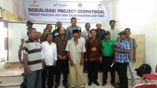 Sosialisasi proyect Geophysical tingkat Panglima Laut Lhok Dalam Kabupaten Aceh Timur, Jumat 2/3/2018 (Dok. KM/ZK)