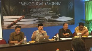Diskusi publik Direktur CBA Uchok Sky Khadafi, Karyono Wibowo, Gunawan di Hotel Ibis Jakarta Pusat, Selasa 24/4 (dok. KM)