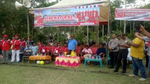 Wakil Bupati Aceh Utara Fauzi Yusuf saat memberikan sambutannya pada pembukaan Open Turnamen Piala Ayahwa Cup Ke-5, Sabtu 21/4 (dok. Az/KM)