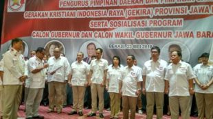 Pelantikan Ketua DPC dan pengurus Gerakan Kristiani Indonesia Raya (GEKIRA) Kota Bekasi Rabu 23/5 (dok. KM)