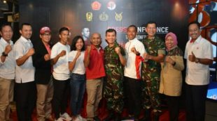 Konferensi pers â€˜The Indonesian National Armed Forces International Marathonâ€™ di kawasan FX Senayan, Selasa (26/6) yang akan digelar di Kawasan Ekonomi Khusus Kuta Beach, The Mandalika, Lombok, Nusa Tenggara Barat pada 23/9/ 2018 mendatang.
