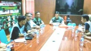 Dandim 0508 Depok saat menerima audiensi panitia pelaksana HUT-1 Sekber Wartawan Kota Depok, Kamis 28/6/2018 (dok. KM)