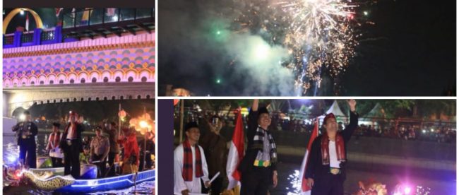 Pembukaan Festival Cisadane oleh Walikota Tangerang Arief Wismansyah di Bantaran Kali Cisadane, Sabtu malam, 25/8/2018