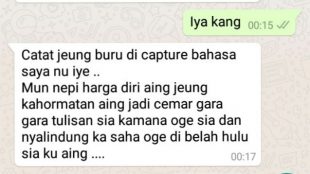 Tangkapan layar dari pembicaraan WhatsApp antara wartawan KM, Dody Kurniawan, dengan caleg Partai Golkar Kota Bogor Dian Ardiansyah yang berisi pengancaman (dok. KM)