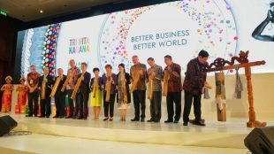 Menko Maritim Luhut Binsar Pandjaitan membuka forum bisnis Tri Hita Karana di Bali, Rabu 10/10/2018