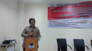 Politisi Partai Nasdem Prof. Dr. Bachtiar Aly saat sosialisasi Empat Pilar MPR RI di UIN Syarif Hidayatullah Jakarta, Selasa 02/10/2018 (dok. KM)