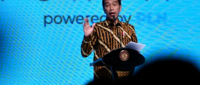 Presiden Joko Widodo memberi sambutan di acara Kompas100 CEO Forum, JCC Senayan, Rabu 28/11/2018 (dok. KM)