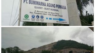 Tambang batu gunung di Kecamatan Bukit Nunggal, Bangka Selatan (dok. KM)