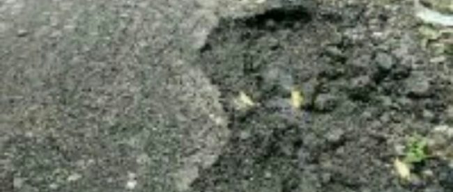 Bagian Jalan Pasir Ipis-Garehong, Kabupaten Bogor, yang kondisi rusak (dok. KM)