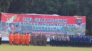 Apel Gabungan Penanggulangan Bencana yang digelar di Lapangan Balaikota Depok, Rabu 9/1/2018 (dok. KM)