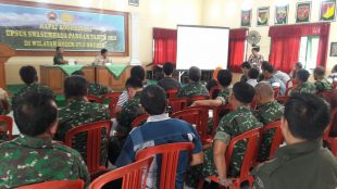 Dandim 0713/Brebes, Letkol Inf. Faisal Amri dalam Rakor Upsus Swasembada Pangan Tahun 2019 di Aula Jenderal Soedirman Makodim 0713/Brebes, Senin 21/1/2019 (dok. KM)