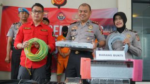 Polres Bogor mengungkap kasus tindak pidana pecurian perangkat modul tower telekomunikasi, 29/1/2019 (dok. KM)