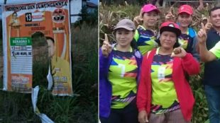 APK yang dirusak orang tak dikenal (kiri), dan dukungan warga terhadap Liri Muri (kanan) di Sekadau, Kalimantan Barat, 1/3/2019 (dok. KM)