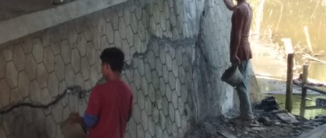 Keretakan di jembatan Baturusa, Kecamatan Merawang, Kabupaten Bangka, Provinsi Babel yang sudah dilakukan perbaikannya (dok. KM)