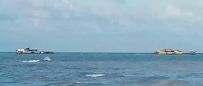 Aktivitas kapal isap produksi (KIP) di Perairan Laut Desa Rebo, Kecamatan Merawang, Kabupaten Bangka, Provinsi Babel, Kamis 27/06/2019 (dok. KM)