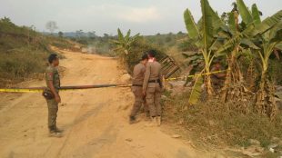 Pemasangan Pol PP Line Di Galian C Desa Tangkil Kecamatan Citereup Yang Tidak Berizin