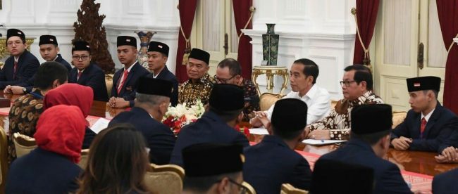Presiden RI Joko Widodo menerima delegasi dan para peserta yang akan mengikuti kompetisi WorldSkills 2019 pada Rabu, 14/8/2019