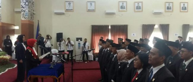 Pelantikan serta pengucapan sumpah Anggota DPRD Kota Pangkalpinang Masa Jabatan Tahun 2019-2024 di Gedung DPRD Kota Pangkalpinang, Rabu 28/8/2019 (dok. KM)