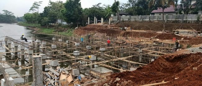 Proyek pembangunan RTH di Setu Cibinong, Kabupaten Bogor (dok. KM)