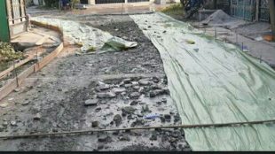 Kondisi Pekerjaan di Jl. Jambu I RT004/022 Perumahan Permata Regensi, Kelurahan WanasariÂ  Cibitung (dok. KM)