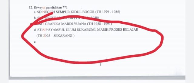 Riwayat pendidikan politisi Golkar Eka Wardhana dalam daftar calon anggota legislatif Kota Bogor Pemilu 2014 di website KPU (dok. KM)