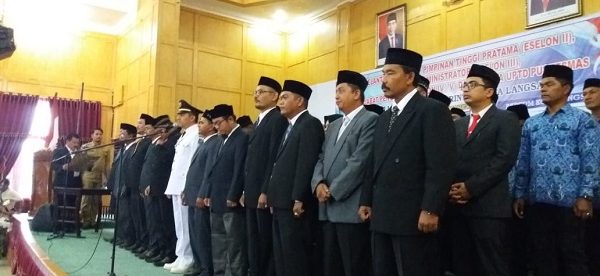 Pelantikan PNS dan kepala dinas baru di jajaran Pemko Langsa, Selasa 10/3/2020 (dok. KM)