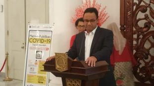 Gubernur DKI Jakarta Anies Baswedan memberikan keterangan pers kepada awak media di Balaikota Jakarta Pusat, Jumat sore 13/3/2020 (dok. KM)