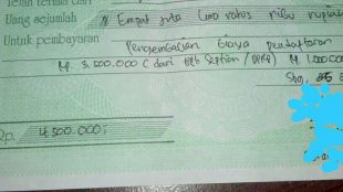 Kwitansi pengembalian sebagian dari biaya yang dikeluarkan oleh orang tua siswa SMKN 2 Dangdeur untuk pendaftaran program sekolah di Taiwan (dok. KM)