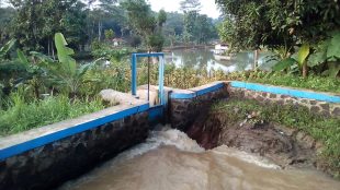 Pintu air yang jebol di Blok Gembor 1, Desa Gembor, PAgaden (dok. KM)