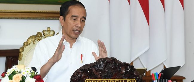 Presiden Joko Widodo memimpin rapat videoconferencing di Istana Bogor, Kamis 16/4/2020 (dok. KM)