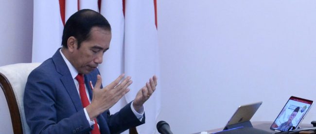 Presiden Joko Widodo membuka Musrenbangnas 2021 yang dilakukan melalui konferensi virtual dari Istana Merdeka, Kamis 30/4/2020 (dok. KM)