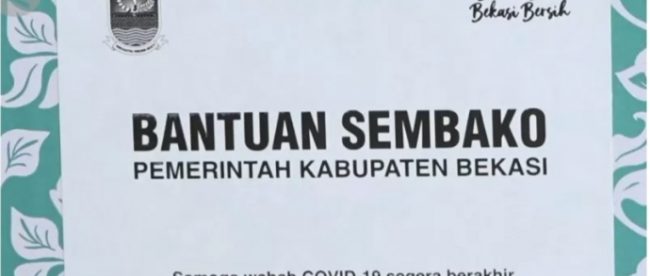 Bantuan sembako bagi warga terdampak covid-19 dari Pemkab Bekasi